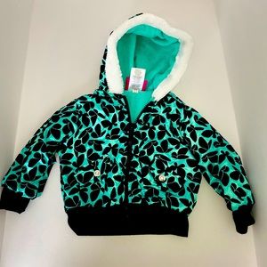 Teal (Blue) & Black Baby / Toddler Winter Coat 18m